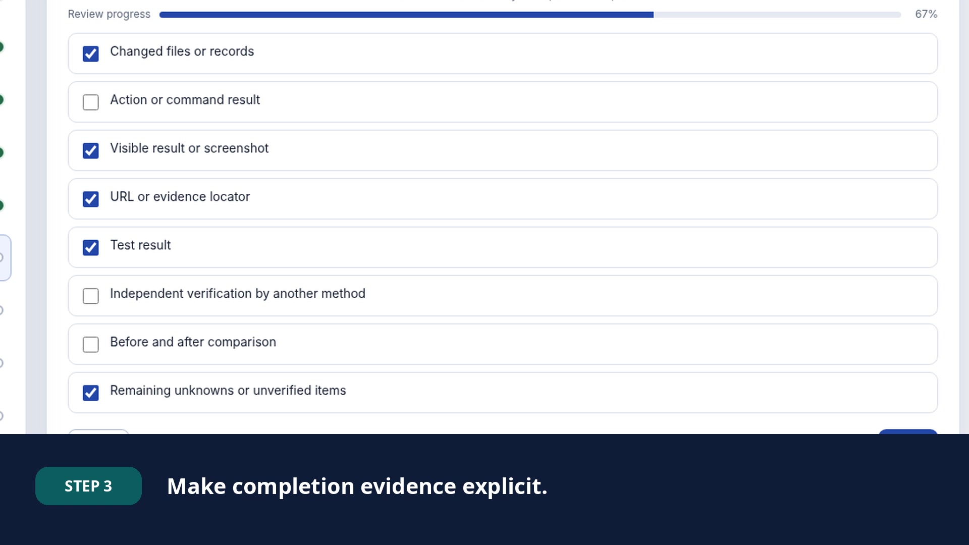 Completion evidence settings in Delegation Bureau